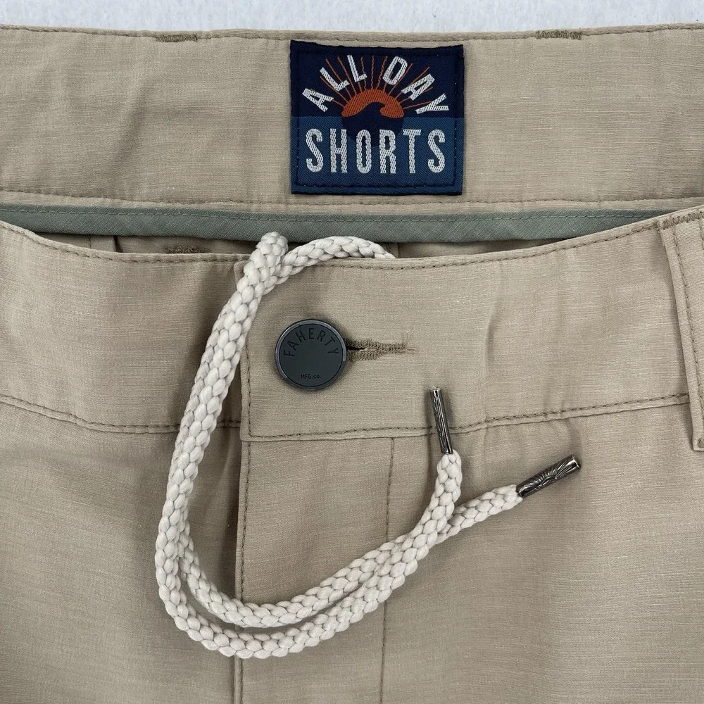 Faherty All Day Shorts Mens 35 Beige Drawstring 8